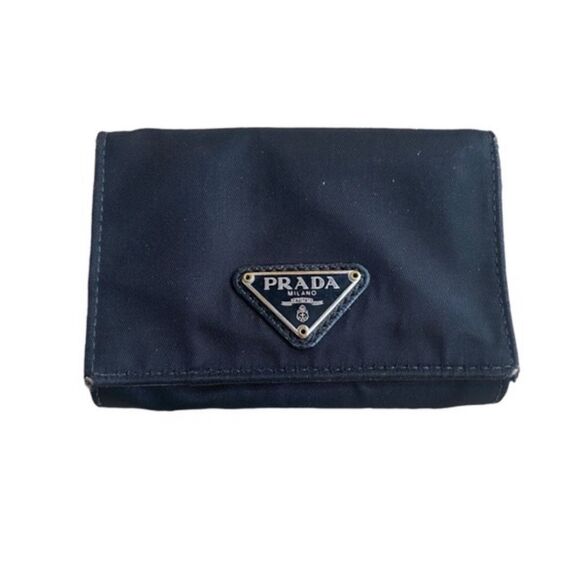 Prada Women’s Nylon Tessuto Mini Wallet Black Iconic Y2K Multi-compartment - Picture 1 of 11